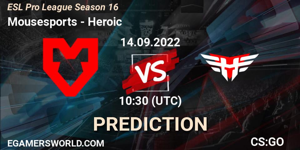 MOUZ vs Heroic: Match Prediction. 14.09.2022 at 10:30, Counter-Strike (CS2), ESL Pro League Season 16
