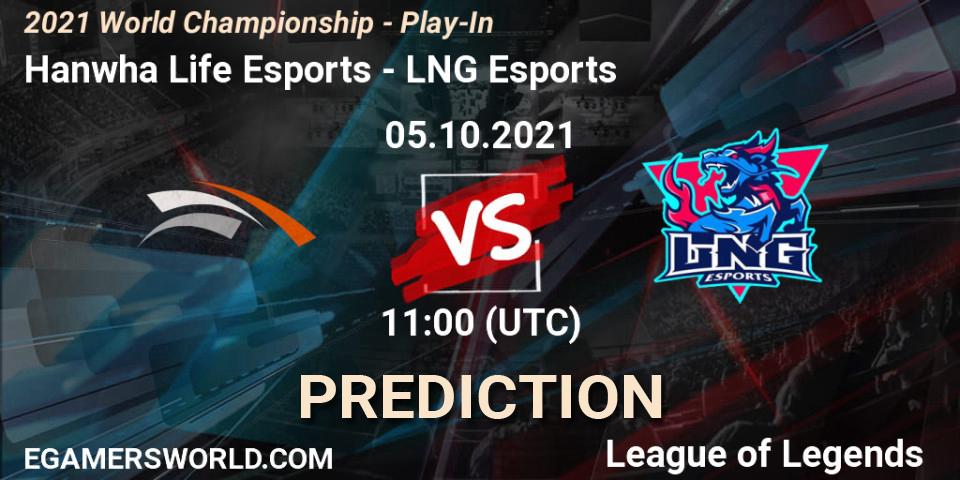 Hanwha Life Esports vs LNG Esports: Match Prediction. 05.10.2021 at 11:00, LoL, 2021 World Championship - Play-In