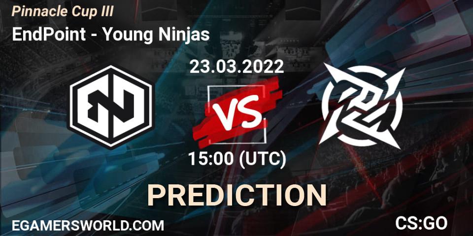 EndPoint vs Young Ninjas: Match Prediction. 23.03.2022 at 15:15, Counter-Strike (CS2), Pinnacle Cup #3