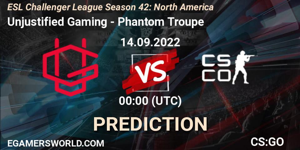 Unjustified Gaming vs Phantom Troupe: Match Prediction. 14.09.2022 at 00:00, Counter-Strike (CS2), ESL Challenger League Season 42: North America