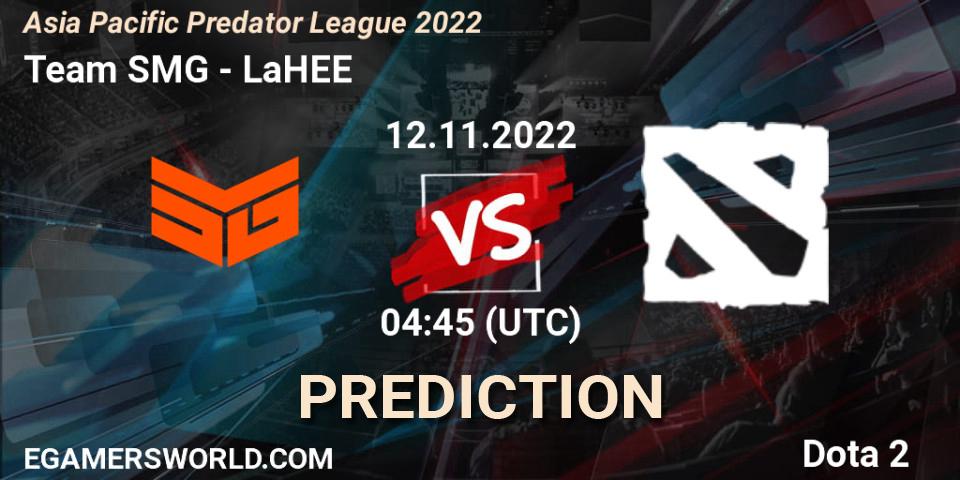Team SMG vs LaHEE: Match Prediction. 12.11.2022 at 04:45, Dota 2, Asia Pacific Predator League 2022