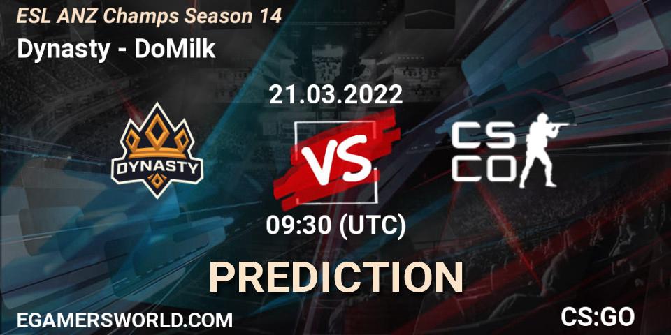 Dynasty vs Collateral: Match Prediction. 21.03.2022 at 11:15, Counter-Strike (CS2), ESL ANZ Champs Season 14