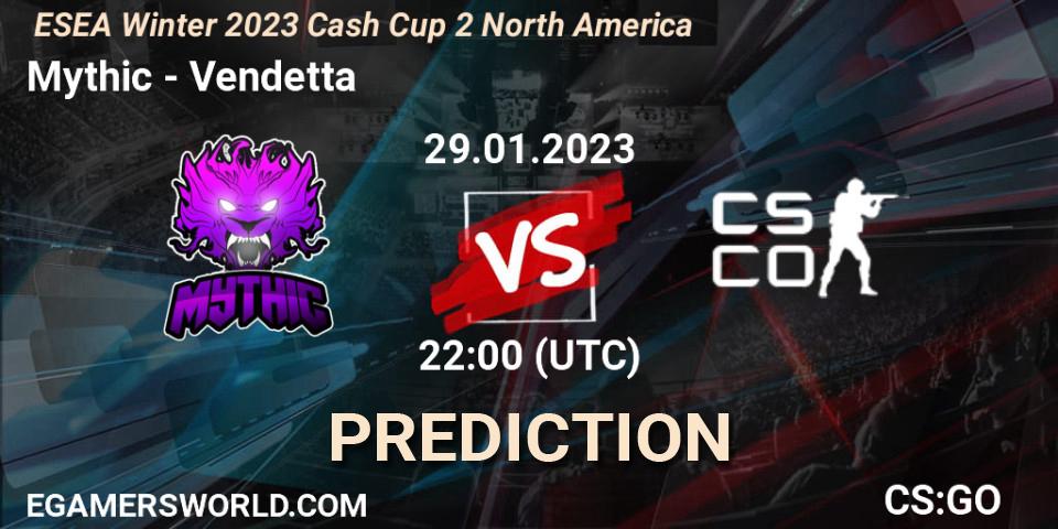Mythic vs Vendetta: Match Prediction. 29.01.23, CS2 (CS:GO), ESEA Cash Cup: North America - Winter 2023 #2
