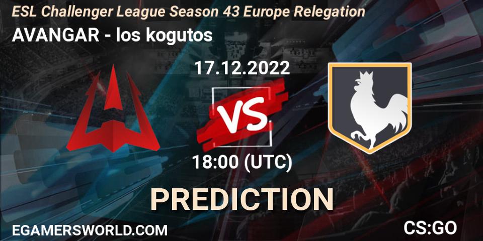 AVANGAR vs los kogutos: Match Prediction. 17.12.2022 at 18:00, Counter-Strike (CS2), ESL Challenger League Season 43 Europe Relegation