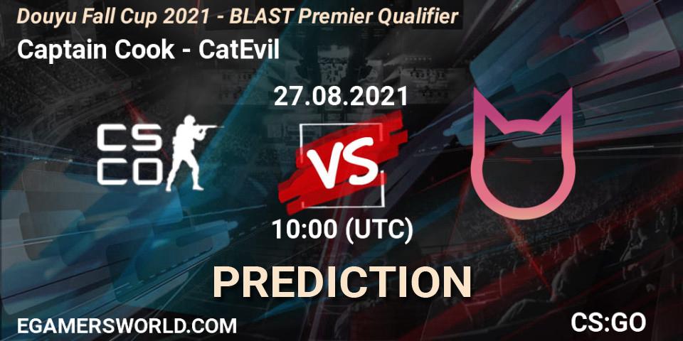 Captain Cook vs CatEvil: Match Prediction. 27.08.2021 at 10:20, Counter-Strike (CS2), Douyu Fall Cup 2021 - BLAST Premier Qualifier