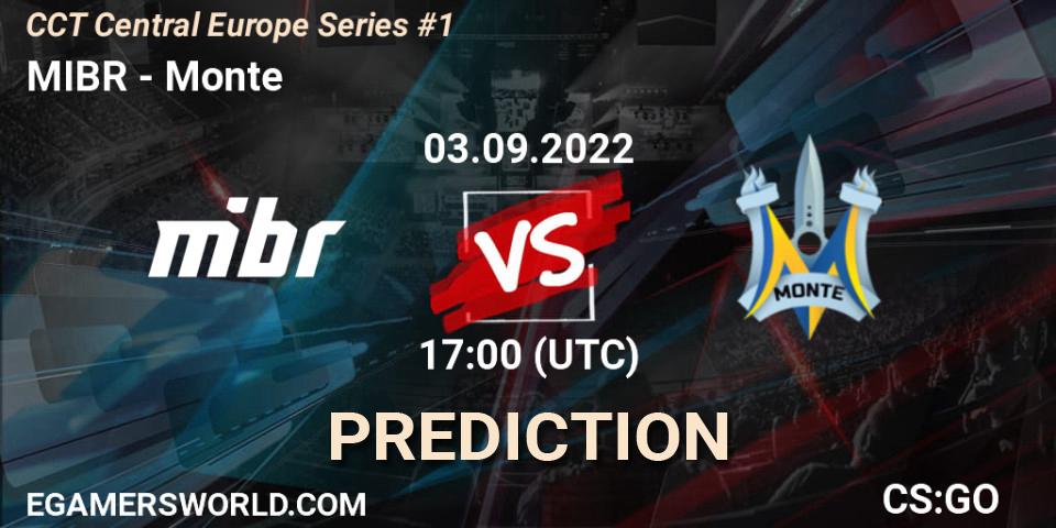 MIBR vs Monte: Match Prediction. 03.09.2022 at 14:00, Counter-Strike (CS2), CCT Central Europe Series #1