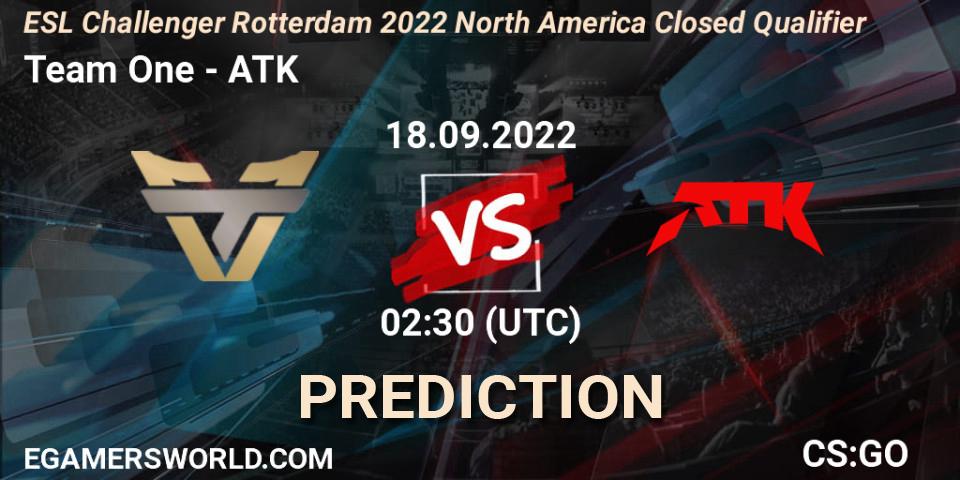 Team One vs ATK: Match Prediction. 18.09.2022 at 02:30, Counter-Strike (CS2), ESL Challenger Rotterdam 2022 North America Closed Qualifier