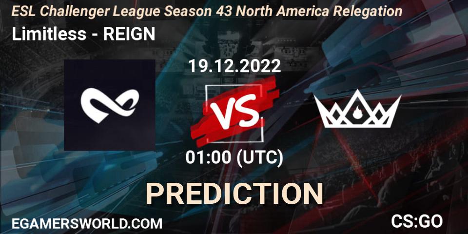 Limitless vs REIGN: Match Prediction. 19.12.2022 at 01:00, Counter-Strike (CS2), ESL Challenger League Season 43 North America Relegation