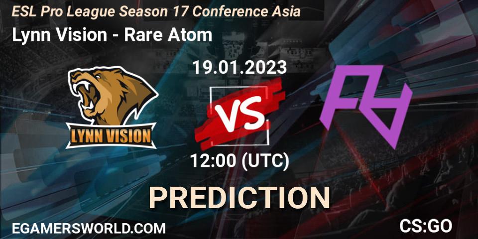 Lynn Vision vs Rare Atom: Match Prediction. 19.01.2023 at 12:30, Counter-Strike (CS2), ESL Pro League Season 17 Conference Asia