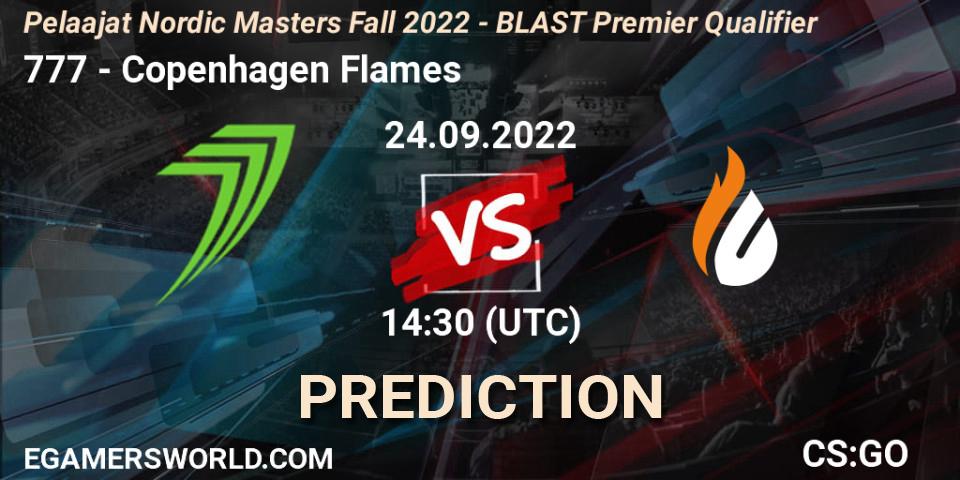 777 vs Copenhagen Flames: Match Prediction. 24.09.2022 at 14:30, Counter-Strike (CS2), Pelaajat.com Nordic Masters: Fall 2022