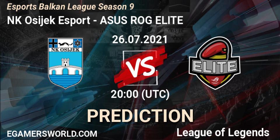 NK Osijek Esport vs ASUS ROG ELITE: Match Prediction. 26.07.2021 at 20:15, LoL, Esports Balkan League Season 9