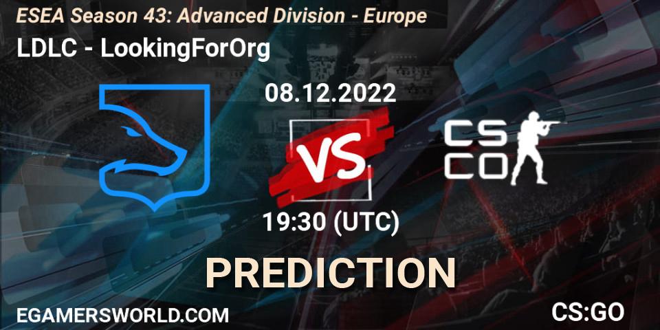 LDLC vs LookingForOrg: Match Prediction. 08.12.22, CS2 (CS:GO), ESEA Season 43: Advanced Division - Europe