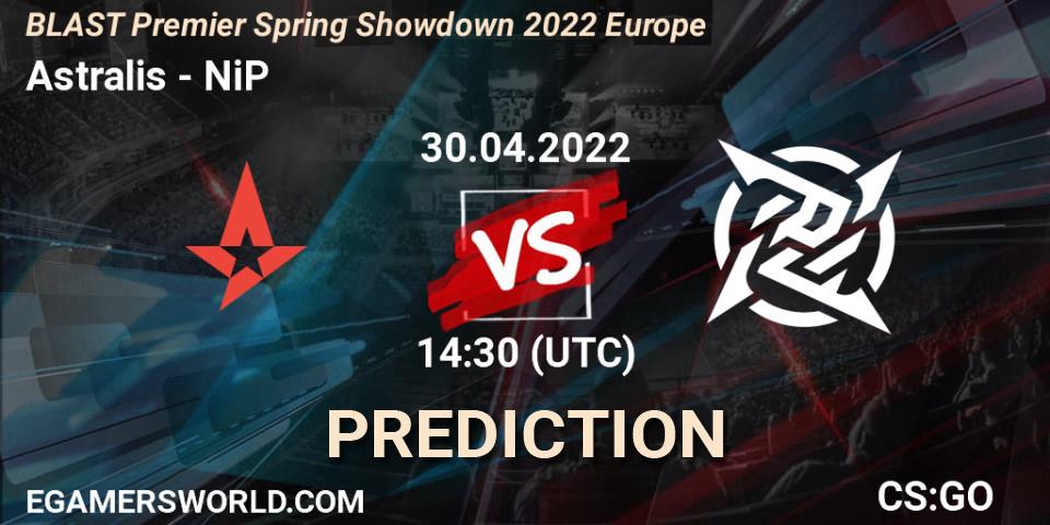 Astralis vs NiP: Match Prediction. 30.04.2022 at 14:30, Counter-Strike (CS2), BLAST Premier Spring Showdown 2022 Europe