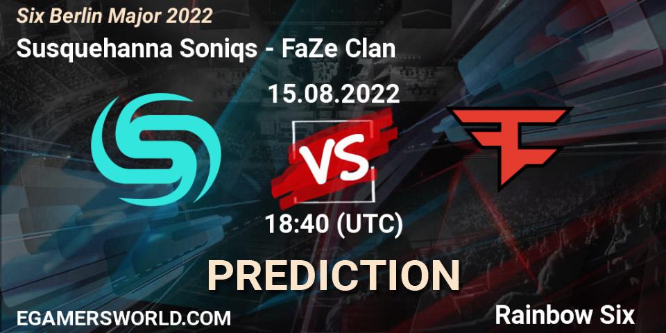 Susquehanna Soniqs vs FaZe Clan: Match Prediction. 15.08.2022 at 20:55, Rainbow Six, Six Berlin Major 2022