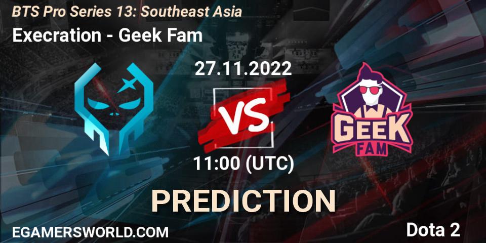 Execration vs Geek Fam: Match Prediction. 27.11.22, Dota 2, BTS Pro Series 13: Southeast Asia