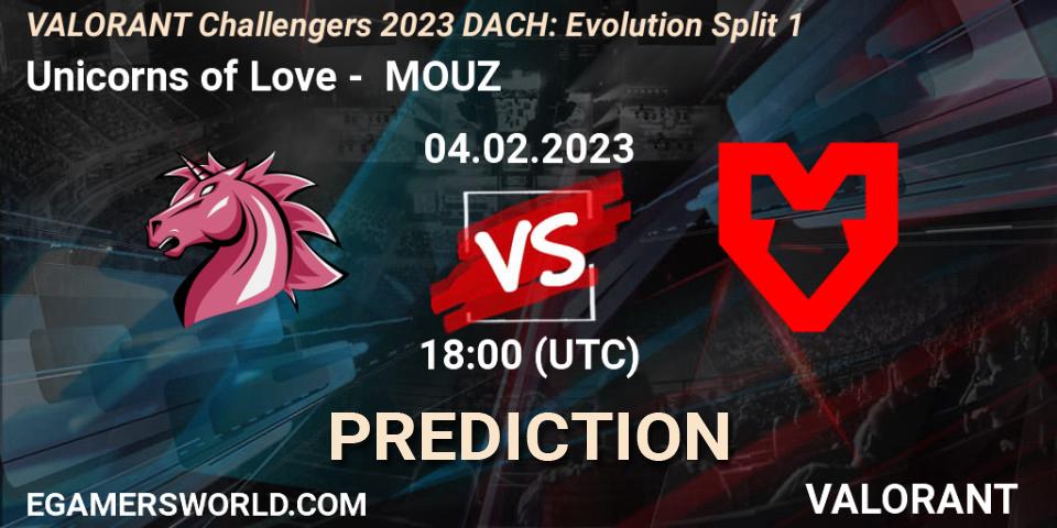 Unicorns of Love vs MOUZ: Match Prediction. 04.02.23, VALORANT, VALORANT Challengers 2023 DACH: Evolution Split 1