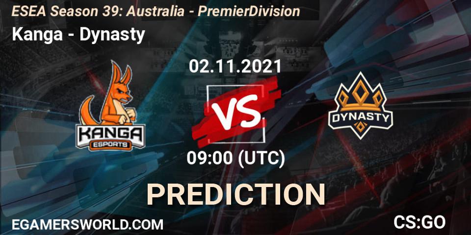 Kanga vs Dynasty: Match Prediction. 25.11.21, CS2 (CS:GO), ESEA Season 39: Australia - Premier Division