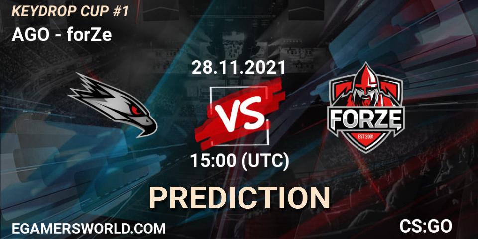 AGO vs forZe: Match Prediction. 28.11.2021 at 14:30, Counter-Strike (CS2), KEYDROP CUP #1