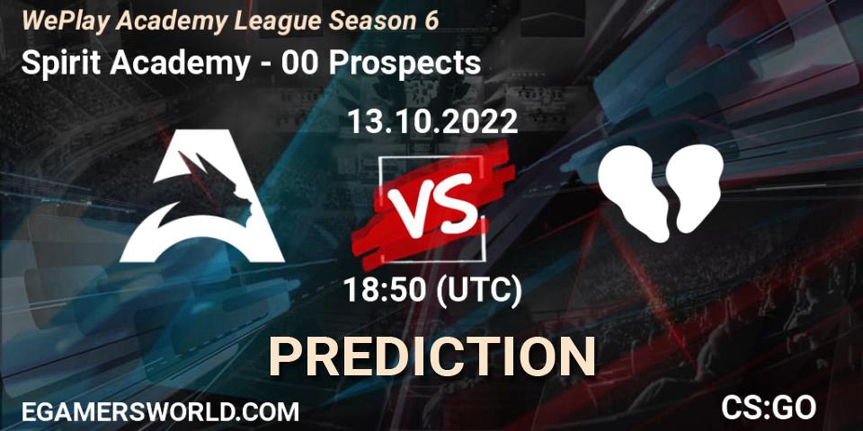 Spirit Academy vs 00 Prospects: Match Prediction. 13.10.2022 at 19:20, Counter-Strike (CS2), WePlay Academy League Season 6
