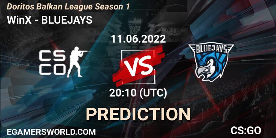 WinX vs BLUEJAYS: Match Prediction. 11.06.2022 at 20:15, Counter-Strike (CS2), Doritos Balkan League Season 1