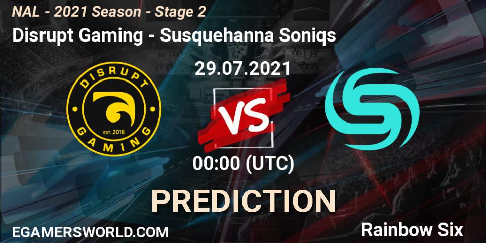 Disrupt Gaming vs Susquehanna Soniqs: Match Prediction. 28.07.2021 at 22:40, Rainbow Six, NAL - 2021 Season - Stage 2