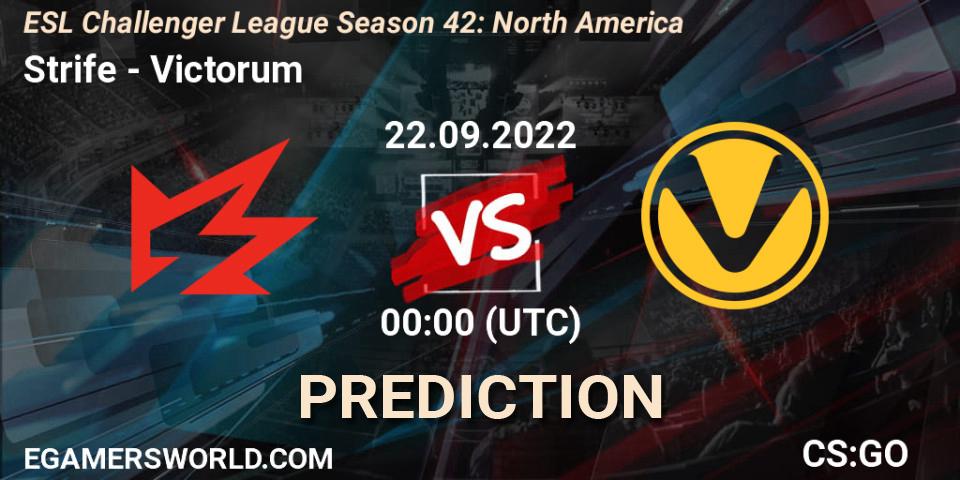 Strife vs Victorum: Match Prediction. 22.09.2022 at 00:00, Counter-Strike (CS2), ESL Challenger League Season 42: North America