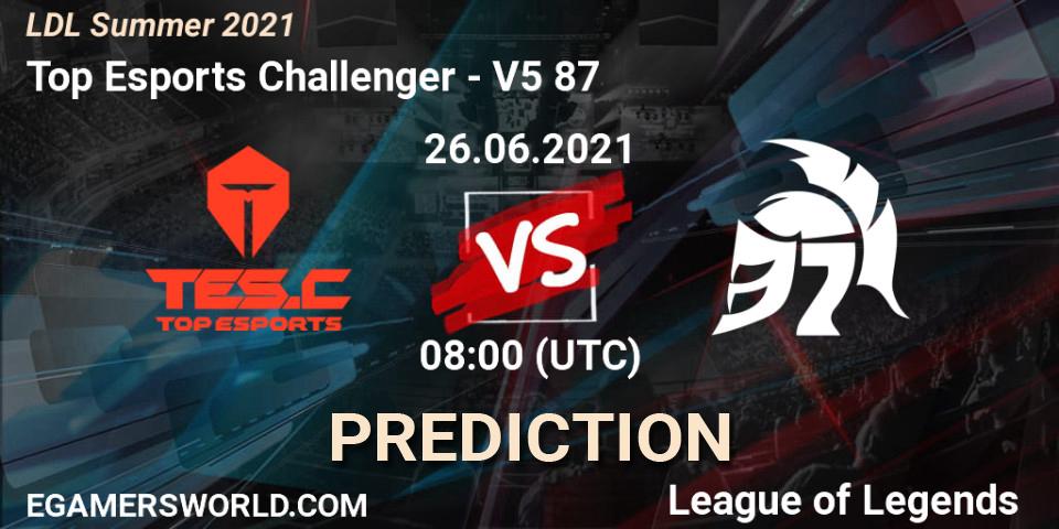 Top Esports Challenger vs V5 87: Match Prediction. 26.06.2021 at 08:00, LoL, LDL Summer 2021