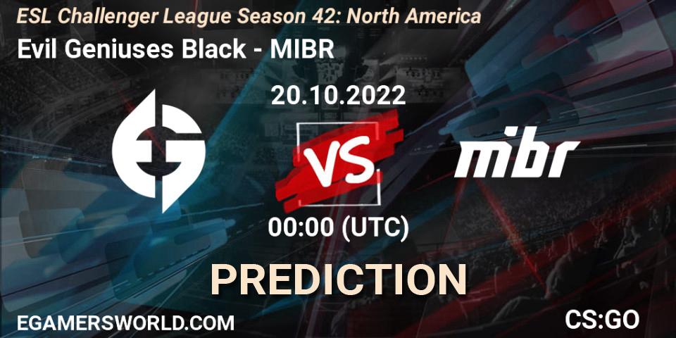 Evil Geniuses Black vs MIBR: Match Prediction. 20.10.2022 at 00:00, Counter-Strike (CS2), ESL Challenger League Season 42: North America