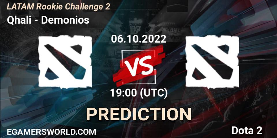 Qhali vs Demonios: Match Prediction. 06.10.2022 at 19:11, Dota 2, LATAM Rookie Challenge 2