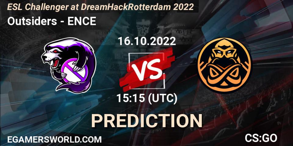 Outsiders vs ENCE: Match Prediction. 16.10.22, CS2 (CS:GO), ESL Challenger at DreamHack Rotterdam 2022