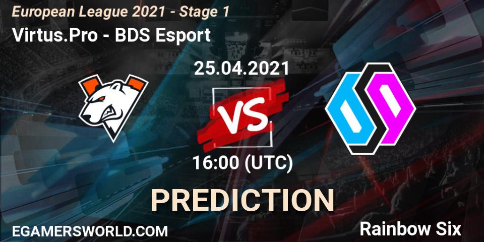 Virtus.Pro vs BDS Esport: Match Prediction. 25.04.2021 at 16:30, Rainbow Six, European League 2021 - Stage 1