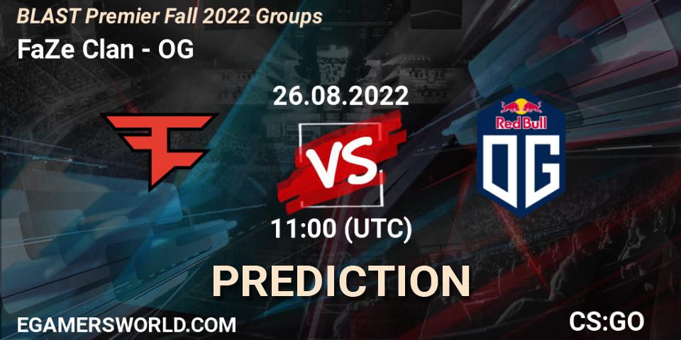 FaZe Clan vs OG: Match Prediction. 26.08.2022 at 11:00, Counter-Strike (CS2), BLAST Premier Fall 2022 Groups