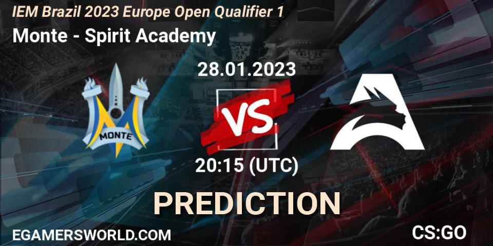 Monte vs Spirit Academy: Match Prediction. 28.01.2023 at 20:15, Counter-Strike (CS2), IEM Brazil Rio 2023 Europe Open Qualifier 1