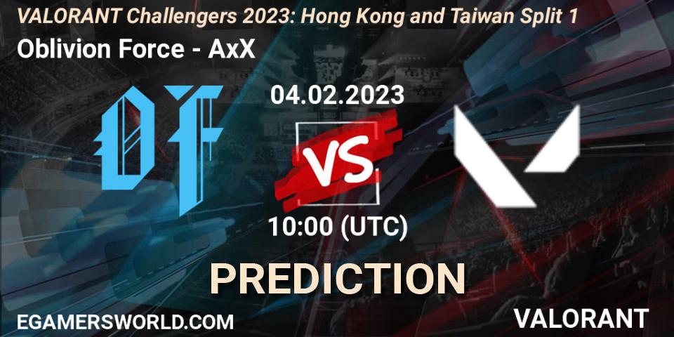 Oblivion Force vs AxX: Match Prediction. 04.02.23, VALORANT, VALORANT Challengers 2023: Hong Kong and Taiwan Split 1