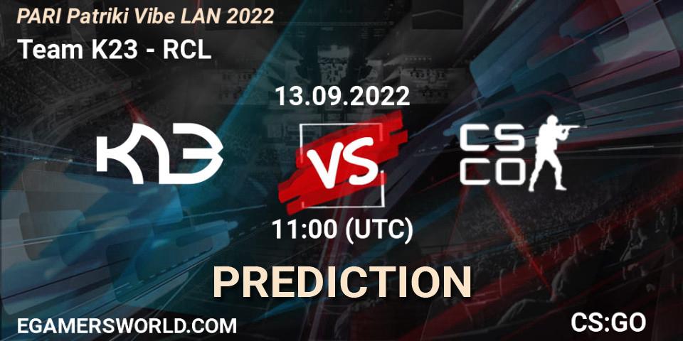 Team K23 vs RCL: Match Prediction. 13.09.2022 at 12:00, Counter-Strike (CS2), PARI PATRIKI VIBE LAN