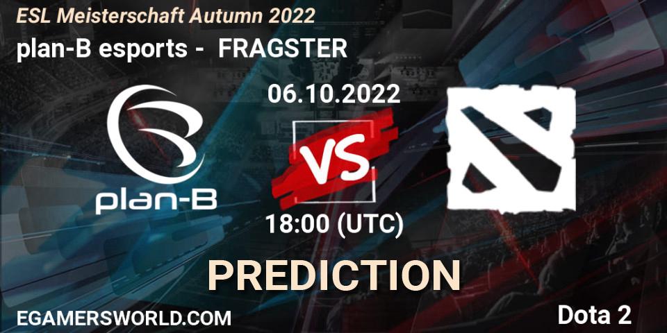 plan-B esports vs FRAGSTER: Match Prediction. 06.10.2022 at 18:07, Dota 2, ESL Meisterschaft Autumn 2022