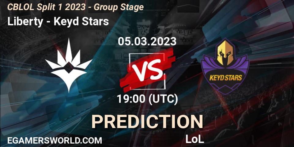 Liberty vs Keyd Stars: Match Prediction. 05.03.2023 at 19:00, LoL, CBLOL Split 1 2023 - Group Stage