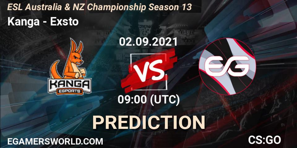 Kanga vs Exsto: Match Prediction. 02.09.21, CS2 (CS:GO), ESL Australia & NZ Championship Season 13