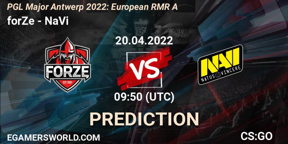 forZe vs NaVi: Match Prediction. 20.04.2022 at 11:00, Counter-Strike (CS2), PGL Major Antwerp 2022: European RMR A