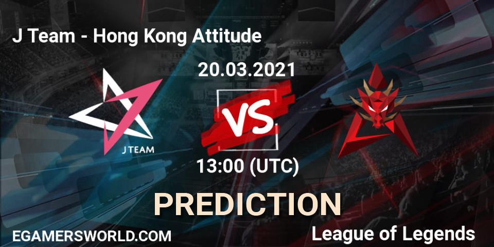J Team vs Hong Kong Attitude: Match Prediction. 20.03.2021 at 13:00, LoL, PCS Spring 2021 - Group Stage