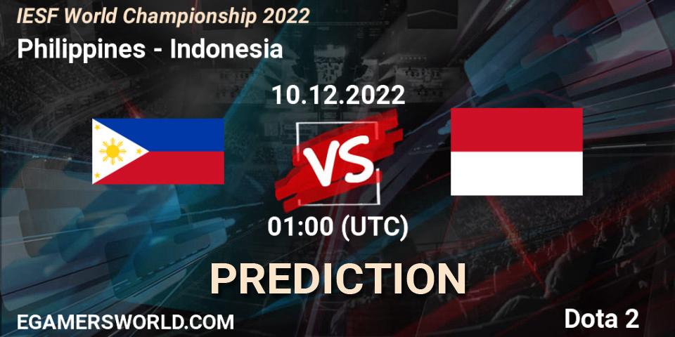 Philippines vs Indonesia: Match Prediction. 10.12.22, Dota 2, IESF World Championship 2022 