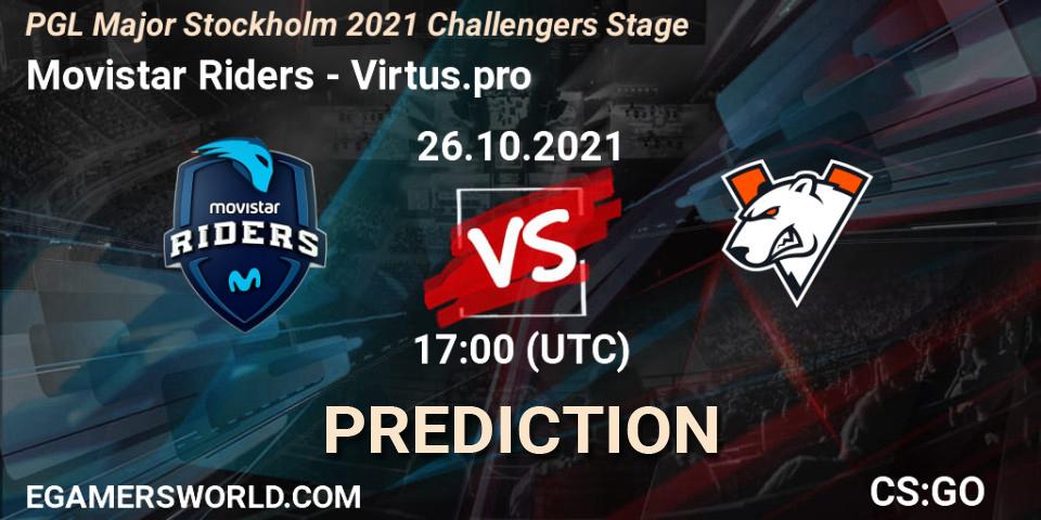 Movistar Riders vs Virtus.pro: Match Prediction. 26.10.2021 at 18:25, Counter-Strike (CS2), PGL Major Stockholm 2021 Challengers Stage