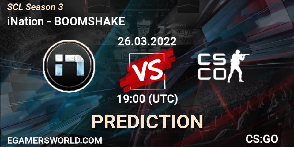 iNation vs BOOMSHAKE: Match Prediction. 26.03.2022 at 19:15, Counter-Strike (CS2), SCL Season 3