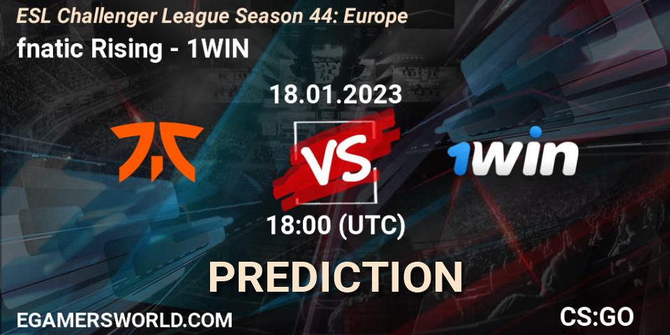 fnatic Rising vs 1WIN: Match Prediction. 18.01.2023 at 18:00, Counter-Strike (CS2), ESL Challenger League Season 44: Europe