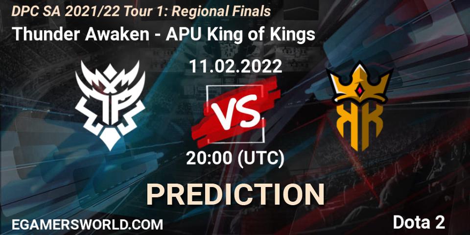 Thunder Awaken vs APU King of Kings: Match Prediction. 11.02.2022 at 20:09, Dota 2, DPC SA 2021/22 Tour 1: Regional Finals
