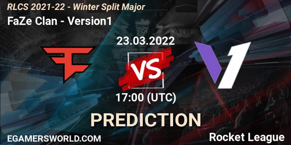 FaZe Clan vs Version1: Match Prediction. 23.03.2022 at 17:00, Rocket League, RLCS 2021-22 - Winter Split Major
