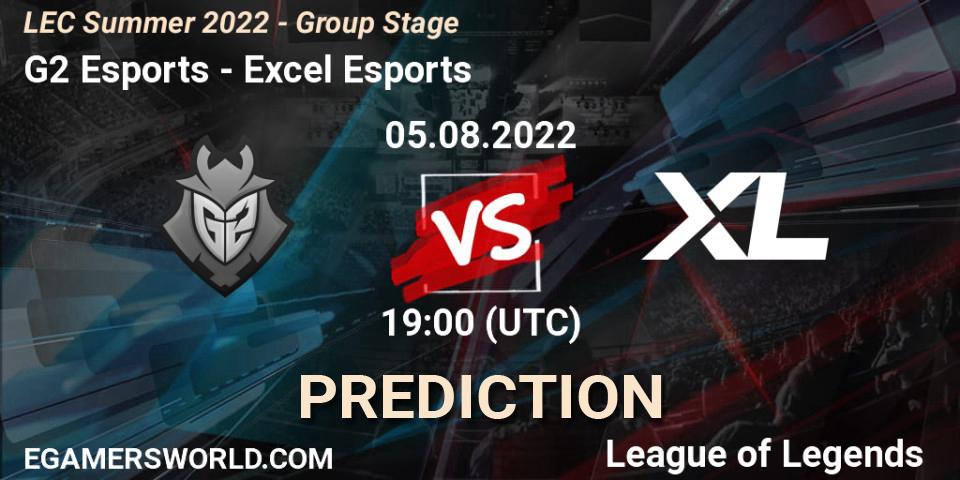 G2 Esports vs Excel Esports: Match Prediction. 05.08.2022 at 20:00, LoL, LEC Summer 2022 - Group Stage
