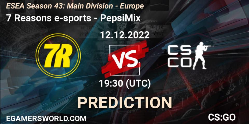 7 Reasons e-sports vs PepsiMix: Match Prediction. 12.12.2022 at 18:00, Counter-Strike (CS2), ESEA Season 43: Main Division - Europe
