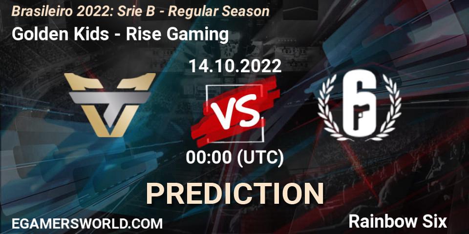 Golden Kids vs Rise Gaming: Match Prediction. 14.10.2022 at 00:00, Rainbow Six, Brasileirão 2022: Série B - Regular Season