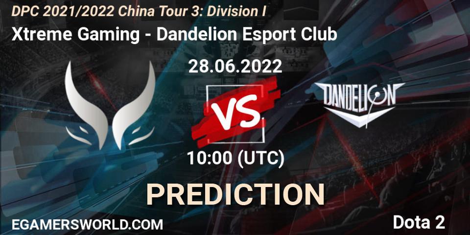 Xtreme Gaming vs Dandelion Esport Club: Match Prediction. 28.06.2022 at 10:02, Dota 2, DPC 2021/2022 China Tour 3: Division I